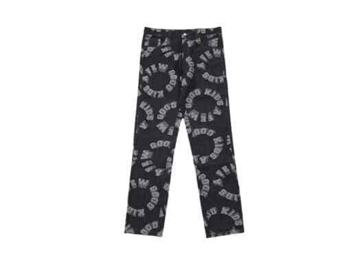 A Few Good Kids Allover Logo Print Denim Pants Black