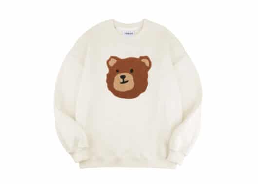 Ambler Boucle Bear Crewneck Ivory AMM910