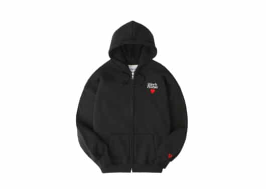 Ambler Red Heart Zip Up Hoodie Black AZIP401