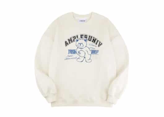 Ambler Vintage Bear Crewneck Ivory AMM913