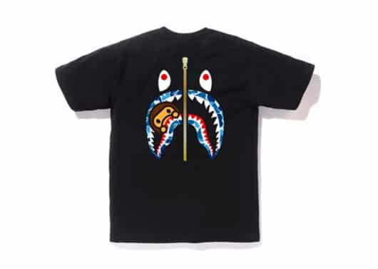 BAPE Blue ABC WGM Milo Gold Zip Shark Tee Black - Image 2