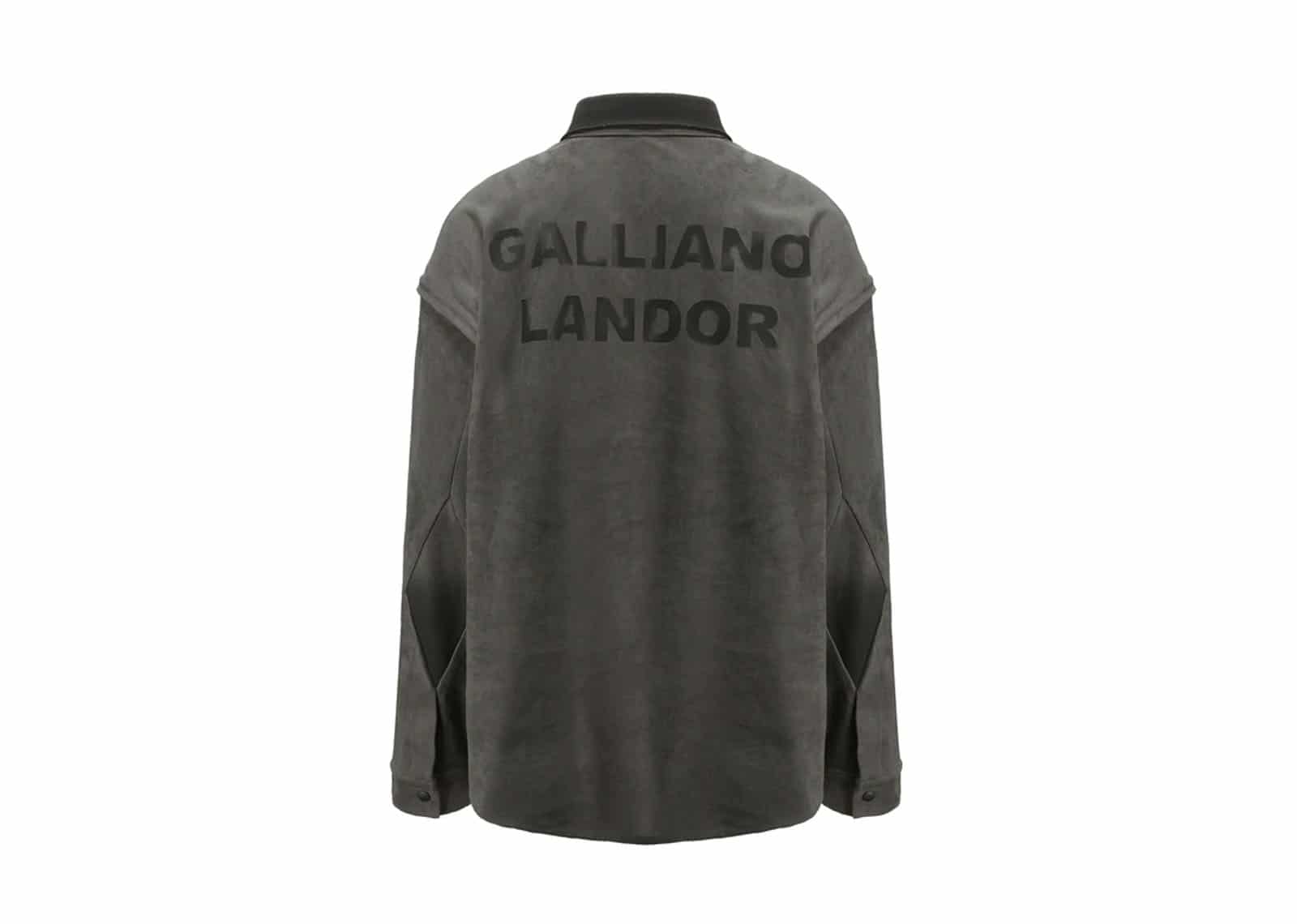 Buy Galliano Landor Burnout Logo Detachable Suede Fabric Jacket Grey