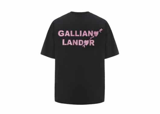 Galliano Landor Love Arrow Pink Logo Foil Print Tee Black - Image 2