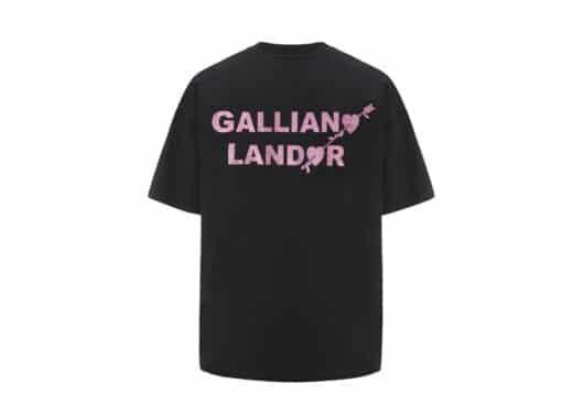 Galliano Landor Love Arrow Pink Logo Foil Print Tee Black