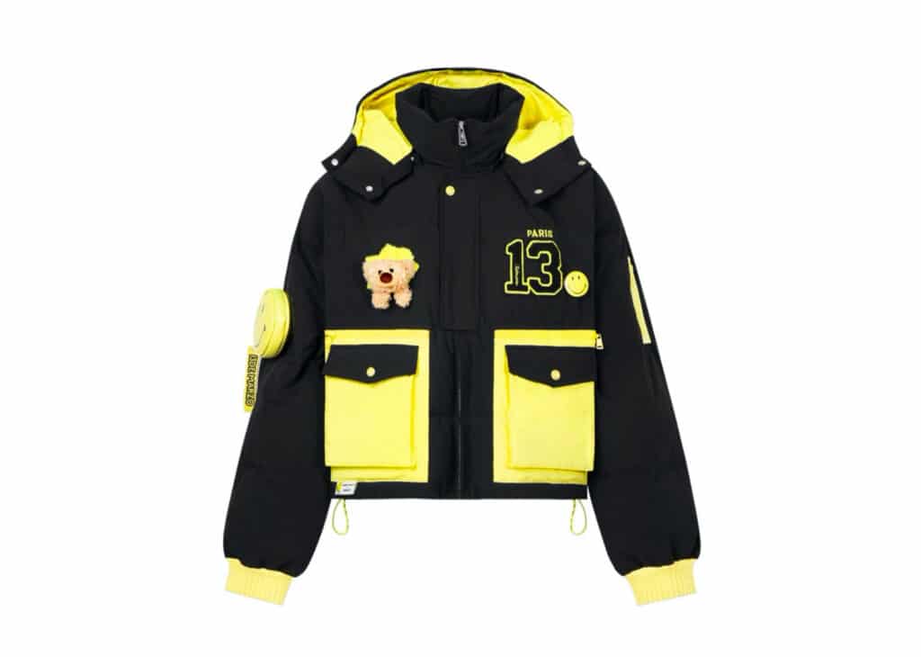 Buy 13De Marzo x Smiley Brooch Puff Sleeve Down Jacket Black Online in