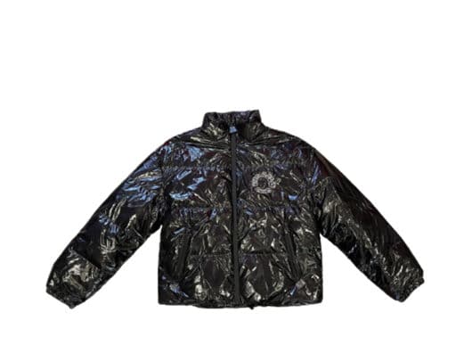 A Few Good Kids Basic Logo Shiny Nylon Puffer Jacket Black
