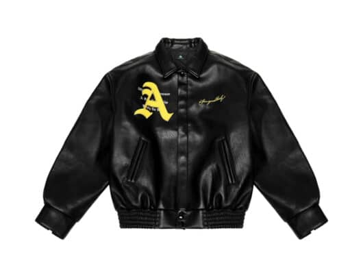 A Few Good Kids Ferrari Logo Leather Jacket Black