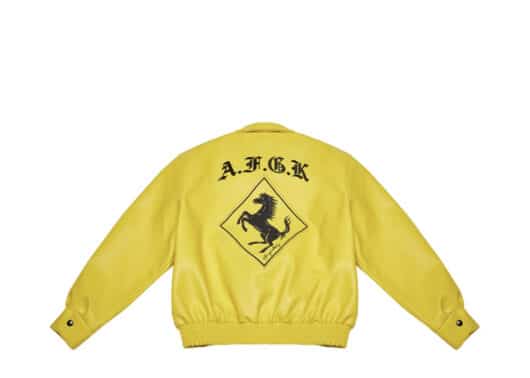 A Few Good Kids Ferrari Logo Leather Jacket Yellow