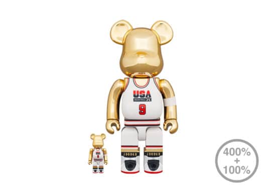 Bearbrick Michael Jordan 1992 Team USA (Dream Team) 100% & 400% Set Gold Chrome