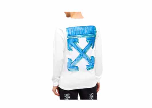 Off White Blue Maker Arrow L/S Tee White