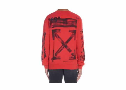 Off White Diag Stencil "Impressionism" Slim Crewneck Red - Image 2