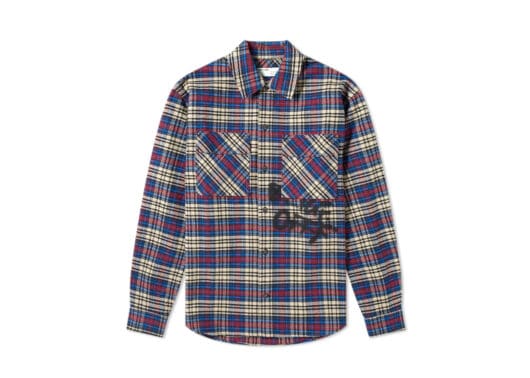 Off White Flannel Check Shirt Blue Black