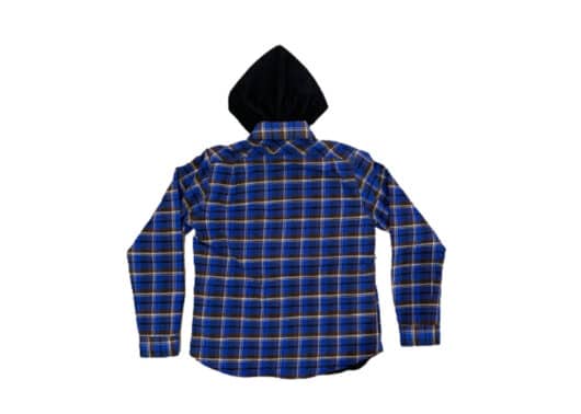 Off White Hooded Flannel Blue