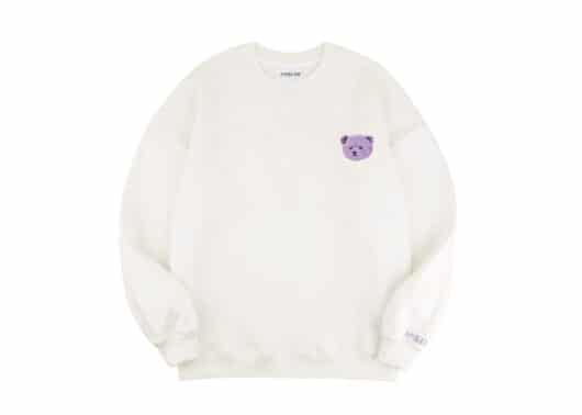 Ambler Purple Bear Crewneck Cream AMM1002