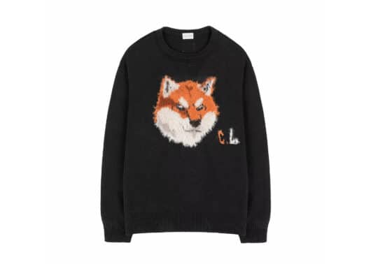 Charlie Luciano Fox Print Sweater Black