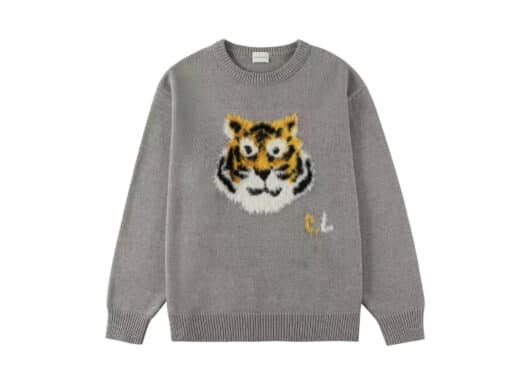 Charlie Luciano Tiger Print Sweater Grey