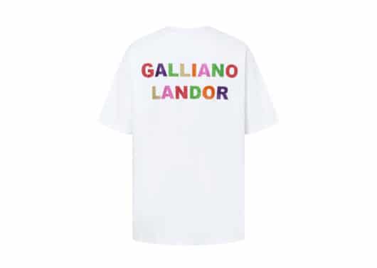 Galliano Landor Rainbow Glitter Logo Tee White