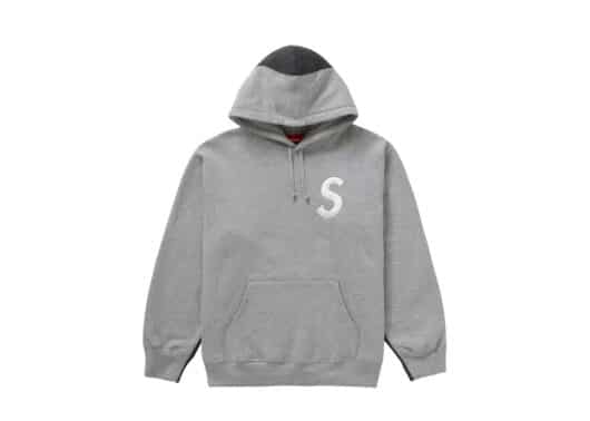 Supreme S Logo Split Hooded Sweatshirt Heather Grey