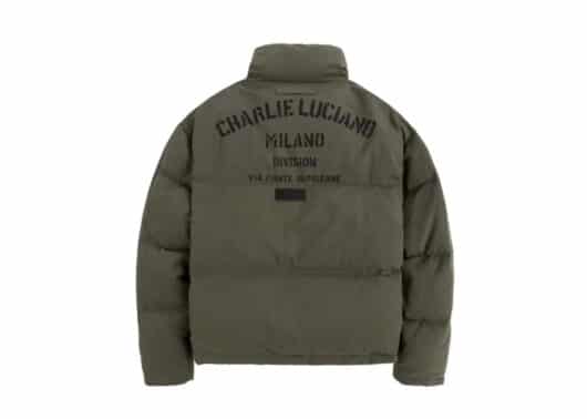 Charlie Luciano Spongebob Logo Print Down Jacket Green - Image 2