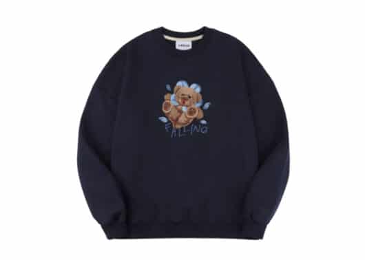 Ambler Falling Bear Crewneck Navy AMM1003