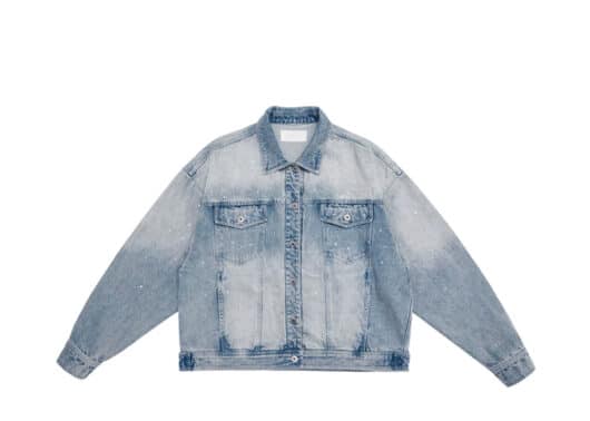 Nervis Full Rhinestone Denim Jacket Blue
