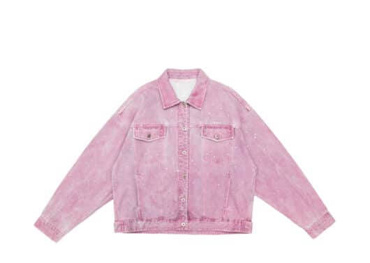 Nervis Full Rhinestone Denim Jacket Pink