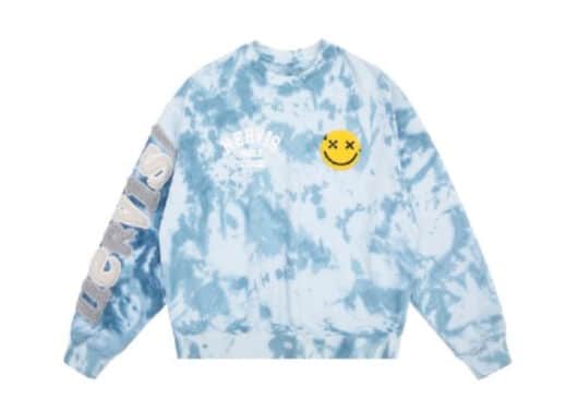 Nervis Towel Embroidery Tie-Dye Crewneck Blue