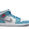 Air Jordan 1 Mid French Blue Fire Red