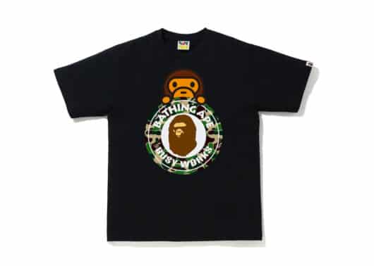 BAPE ABC Camo Milo on Busy Works Tee Black/Green