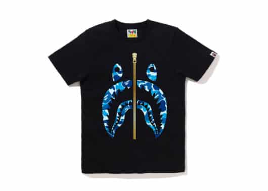 BAPE ABC Camo Shark Gold Zip Tee Black/Blue