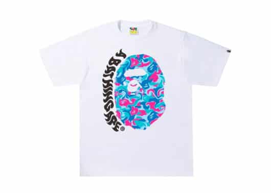 BAPE Marble Camo Ape Head Tee White