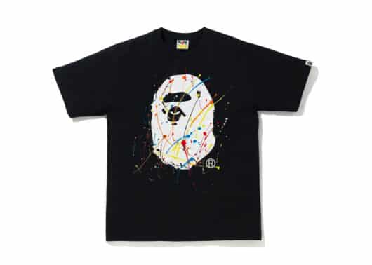 BAPE Paint Splatter Ape Head Tee Black