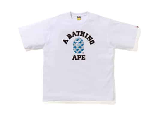 BAPE STA Pattern College Relaxed Fit Tee White/Blue