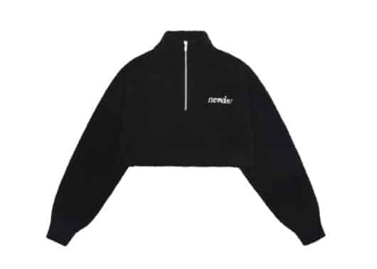 Nervis Basic Logo Cropped Half-zip Sweater Black