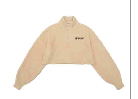 Nervis Basic Logo Cropped Half-zip Sweater Sand