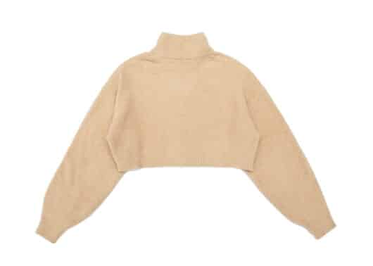 Nervis Basic Logo Cropped Half-zip Sweater Sand - Image 2