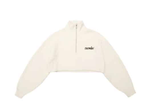 Nervis Basic Logo Cropped Half-zip Sweater White