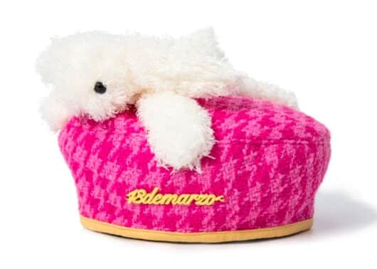 13De Marzo Houndstooth Bear Beret Pink