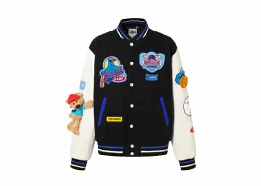 13De Marzo x Sesame Street Cookie Monster Bear Baseball Jacket Black