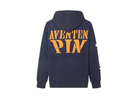 Aventen Pin DIY Tearing Denim Inside Hoodie Navy - Image 2