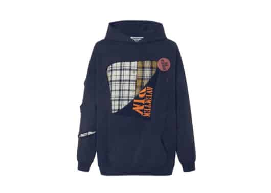 Aventen Pin DIY Tearing Shirt Inside Hoodie Navy