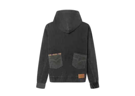 Aventen Pin Denim Patchwork Zip Jacket Black - Image 2