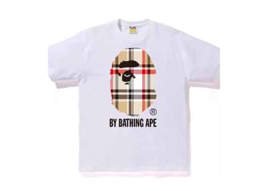 BAPE A Bathing Ape Check by Bathing Tee White/Beige