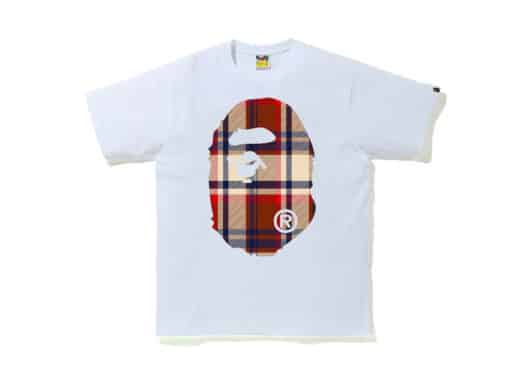 BAPE Check Big Ape Head Tee White/Red