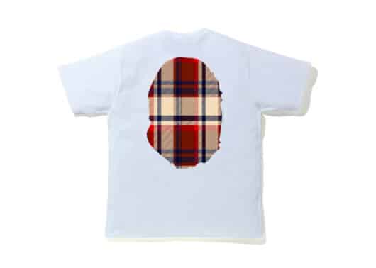 BAPE Check Big Ape Head Tee White/Red - Image 2