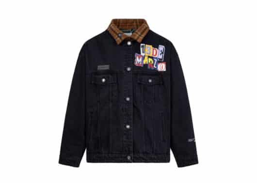 13De Marzo Clipping Logo Bear Denim Jacket Black - Image 2