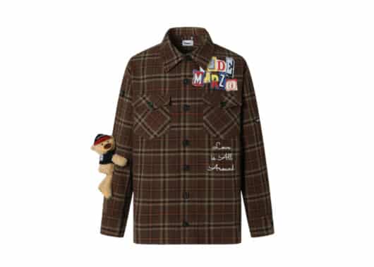 13De Marzo Clipping Logo Plaid Woolen Shirt Brown