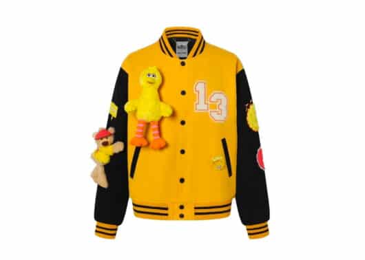 13De Marzo x Sesame Street Bigbird Bear Baseball Jacket Yellow