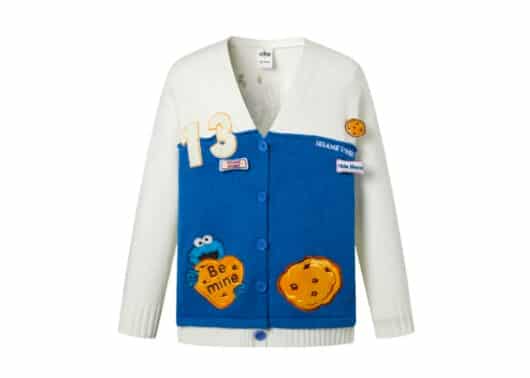 13De Marzo x Sesame Street Cookie Monster Knit Cardigan White