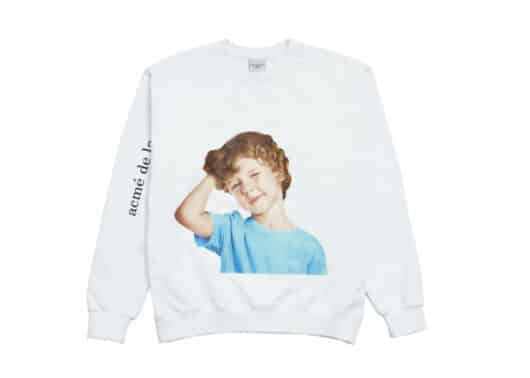 ADLV Baby Face Perm Hair Boy Crewneck White